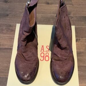 A.S.98 Women's Plum / Brown Leather Ankle Booties